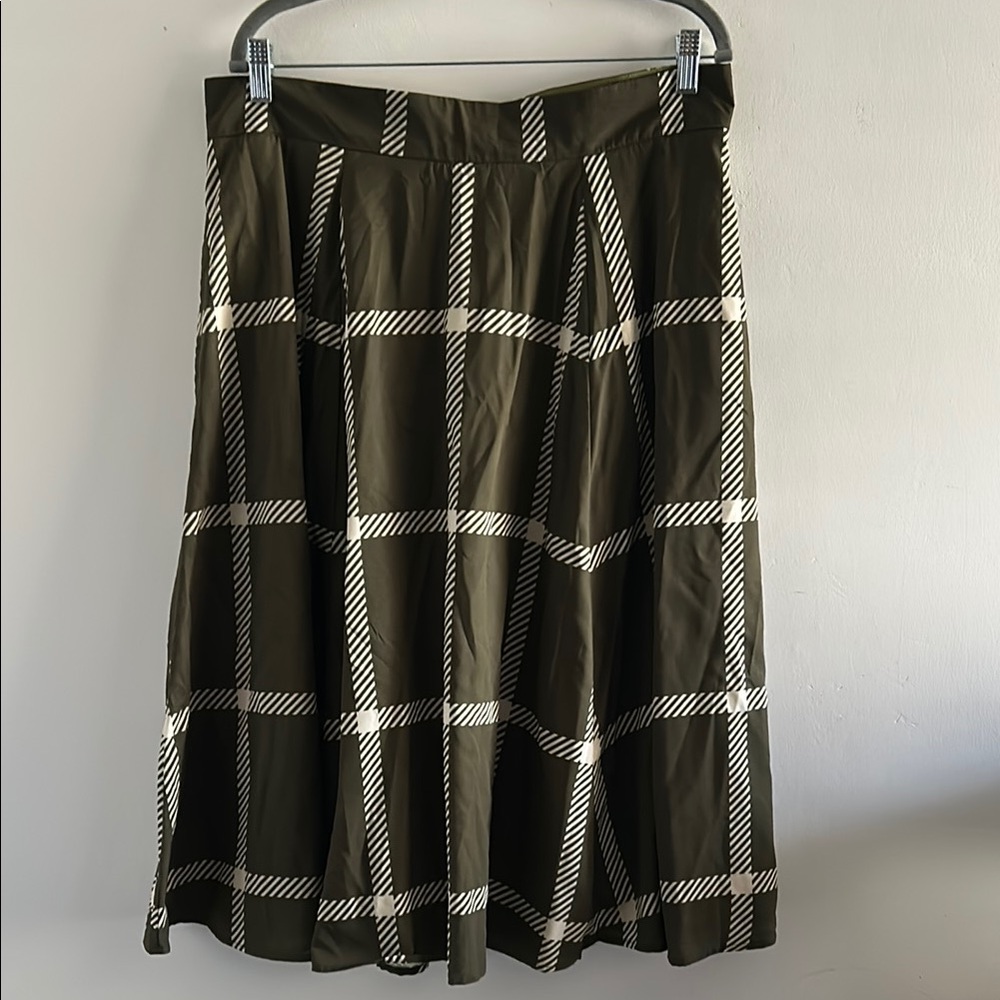 eShakti, Woman’s Size 1X-16W Olive Plaid Women's Skirt - Picture 1 of 8
